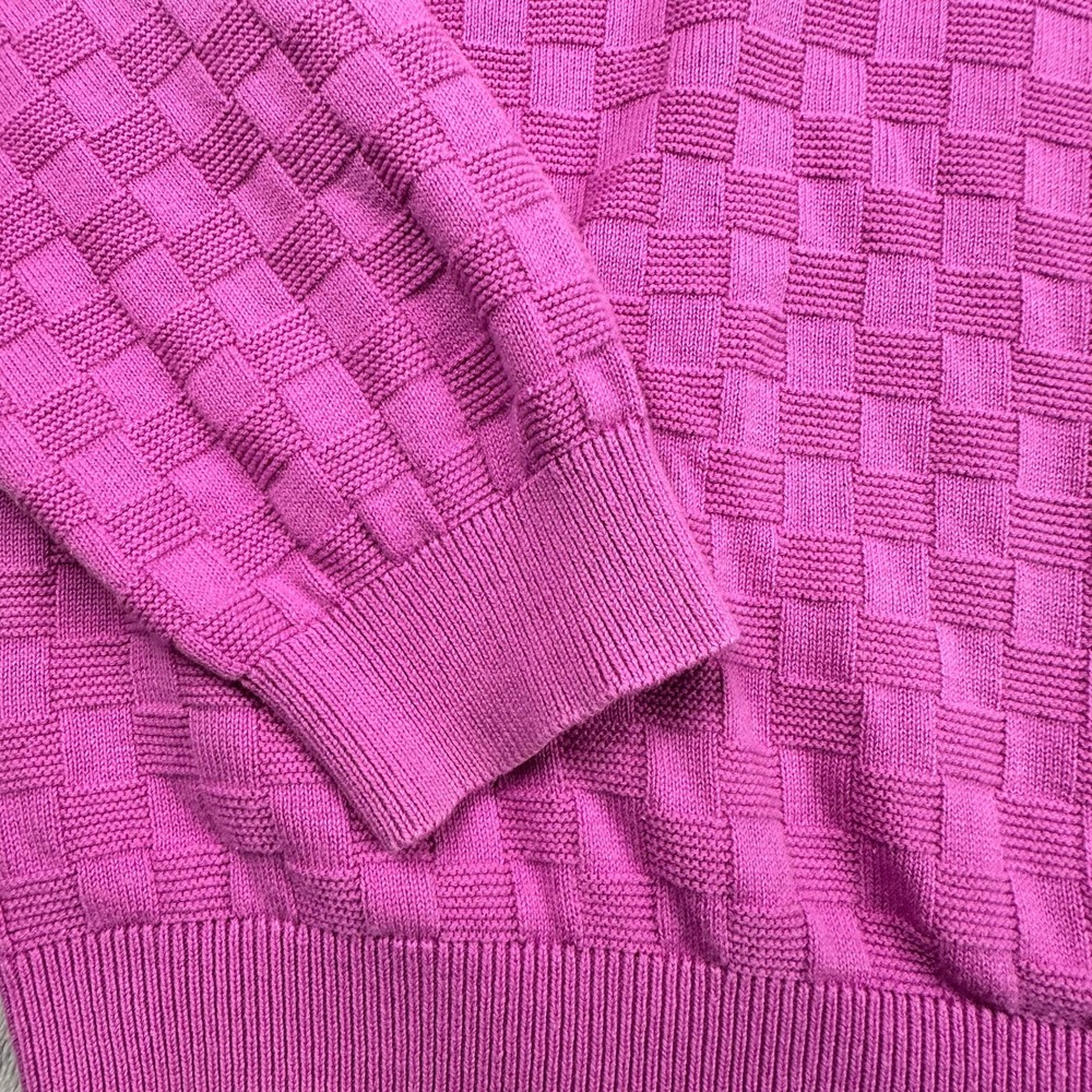 Bette & Court‎ Womens L Checkered V Neck Long Sleeve Pullover Sweater Pink - Picture 8 of 10